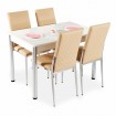 Hasır Desenli Mutfak Masa Sandalye Takımı - Kapuçino