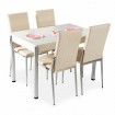 Hasır Desenli Mutfak Masa Sandalye Takımı - Krem