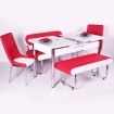 Yeni Evform Vega Banklı Açılır Masa Takımı Mutfak Masası Yemek Seti Kırmızı