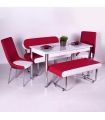Yeni Evform Vega Banklı Masa Takımı Mutfak Masası Yemek Seti Kırmızı