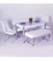 Yeni Evform Vega Banklı Masa Takımı Mutfak Masası Yemek Seti Beyaz